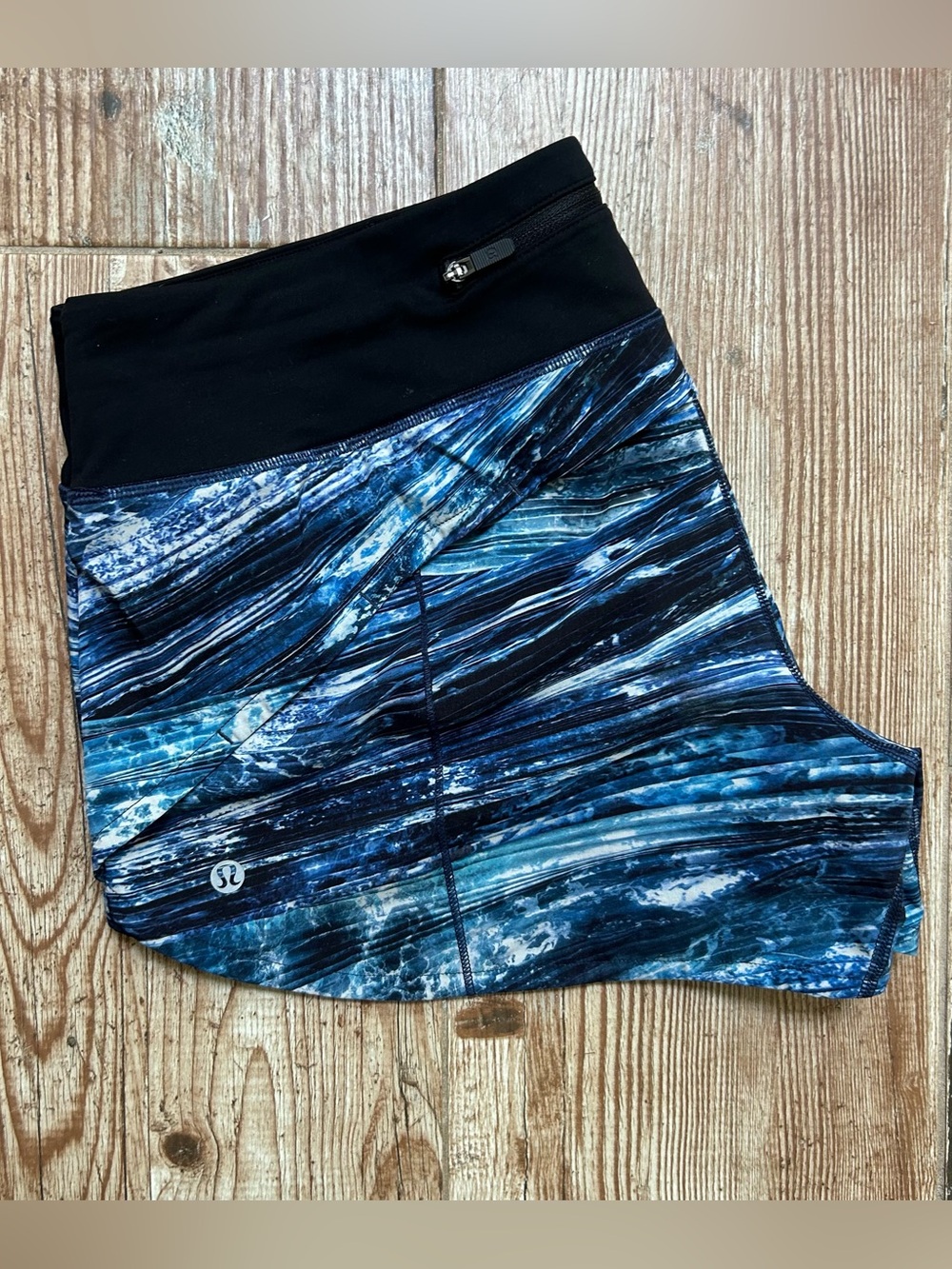 Lululemon Speed Up Short Long / Shorelines Multi Blue Black / sz 10 Tall